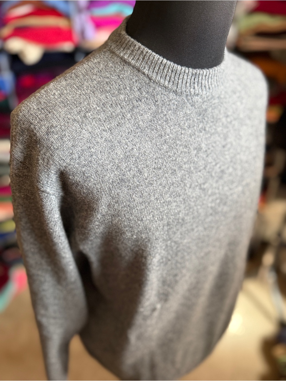 Bossing  Men's Crewneck Lambswool Sweater in Heather Gray